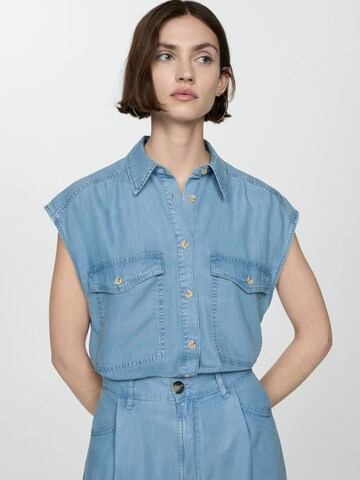 MANGO Loose fit Pleat-Front Pants 'Alessia' in Blue