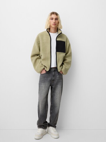 Bershka Fleece jas in Groen