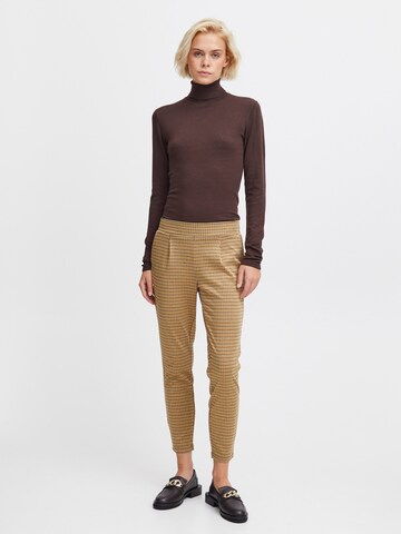 Coupe slim Pantalon 'Kate' ICHI en marron