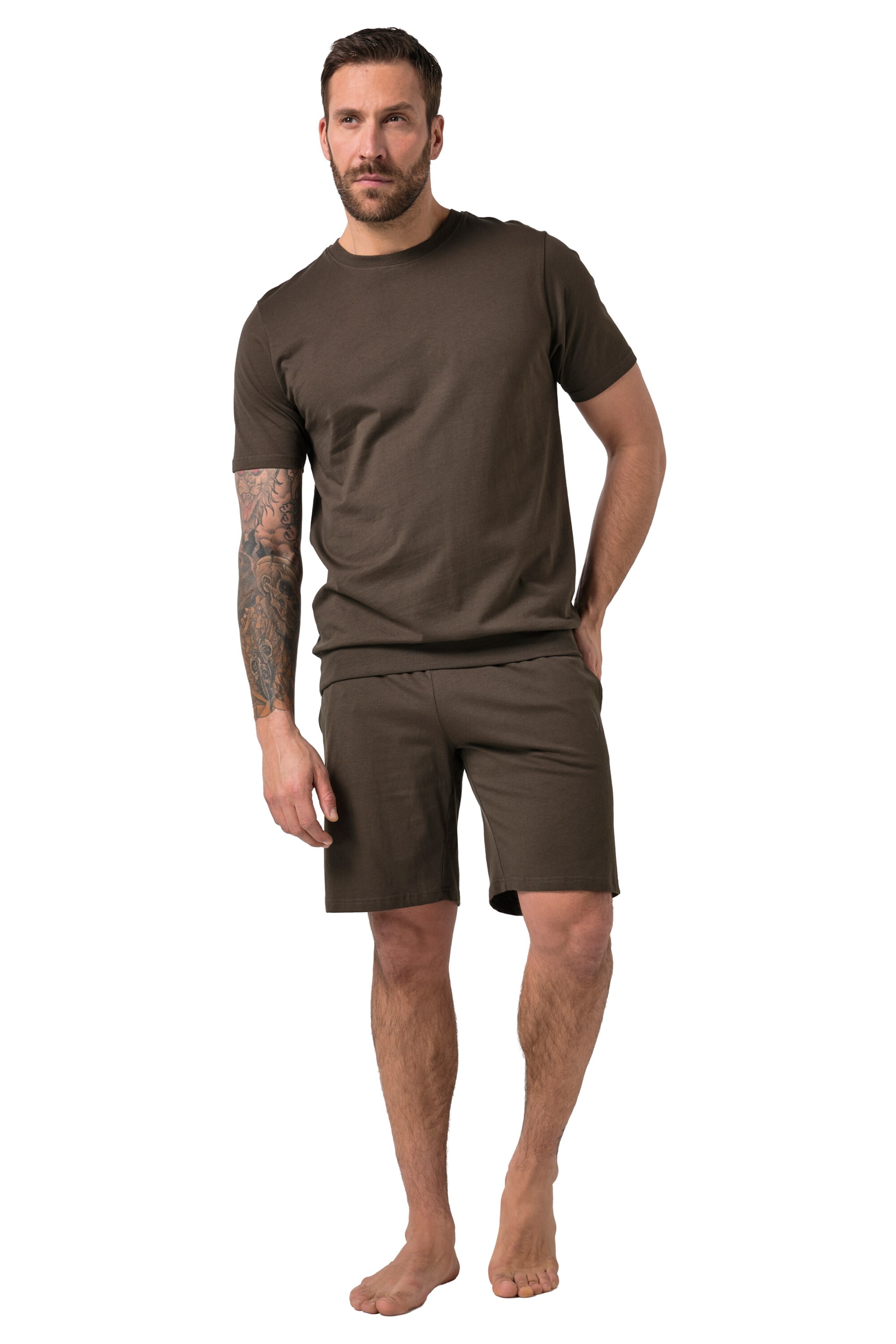 JP1880 Pyjama kort in Bruin: voorkant