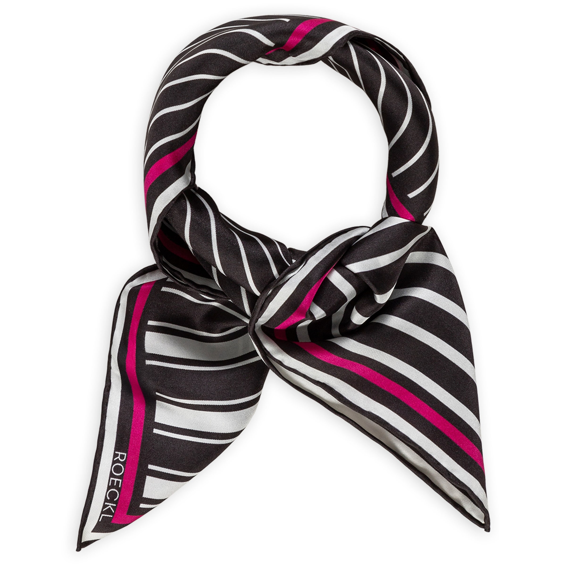 Foulard 'COLOURED STRIPES NICKY' di Roeckl in nero: frontale