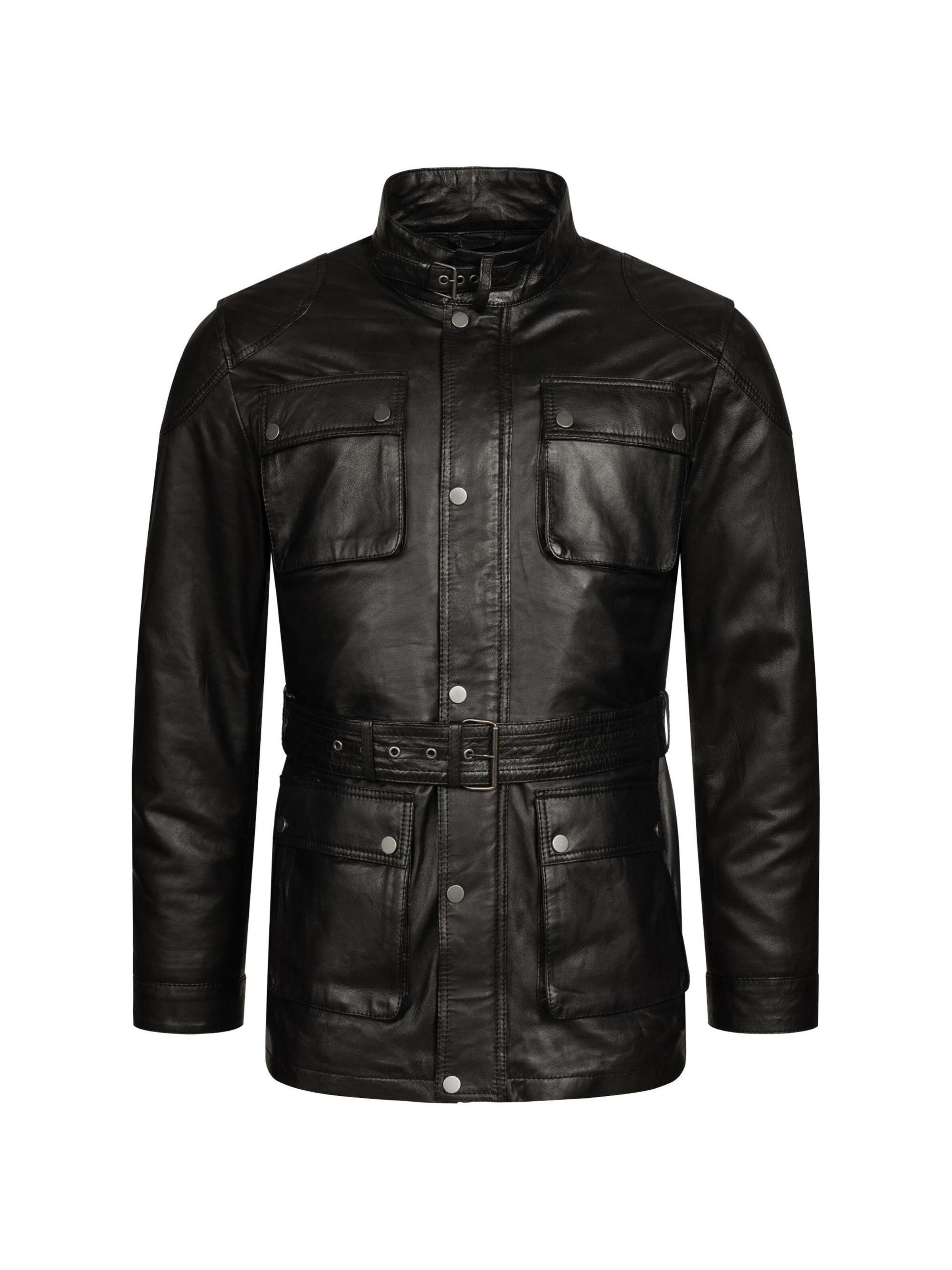 Mouflon Between-Seasons Parka 'Leon' in Black: front