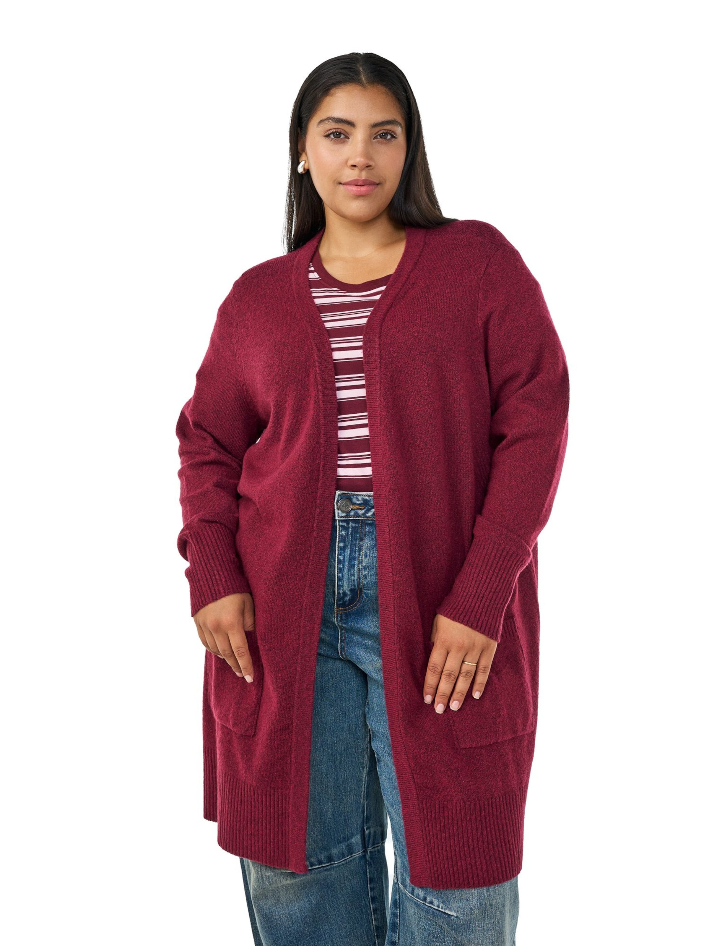 Zizzi Strickjacke 'Casunny' in Rot: Vorderseite