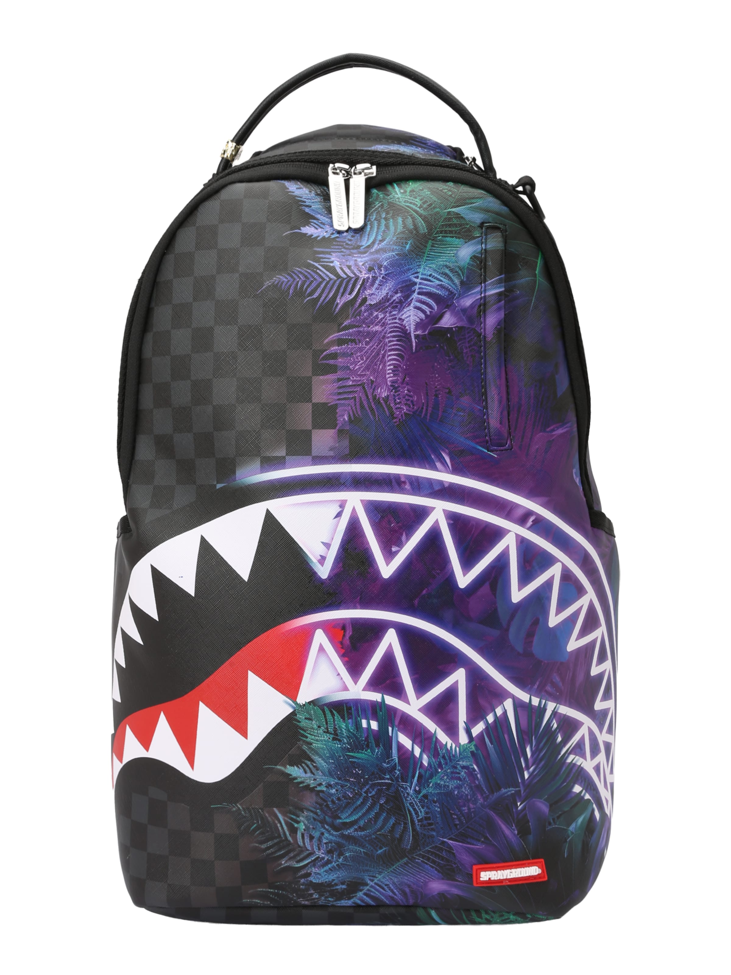 Sprayground Rugzak 'TREEHOUSE PARTY' in de kleur Grijs / Donkerlila / Knalrood / Zwart, Productweergave