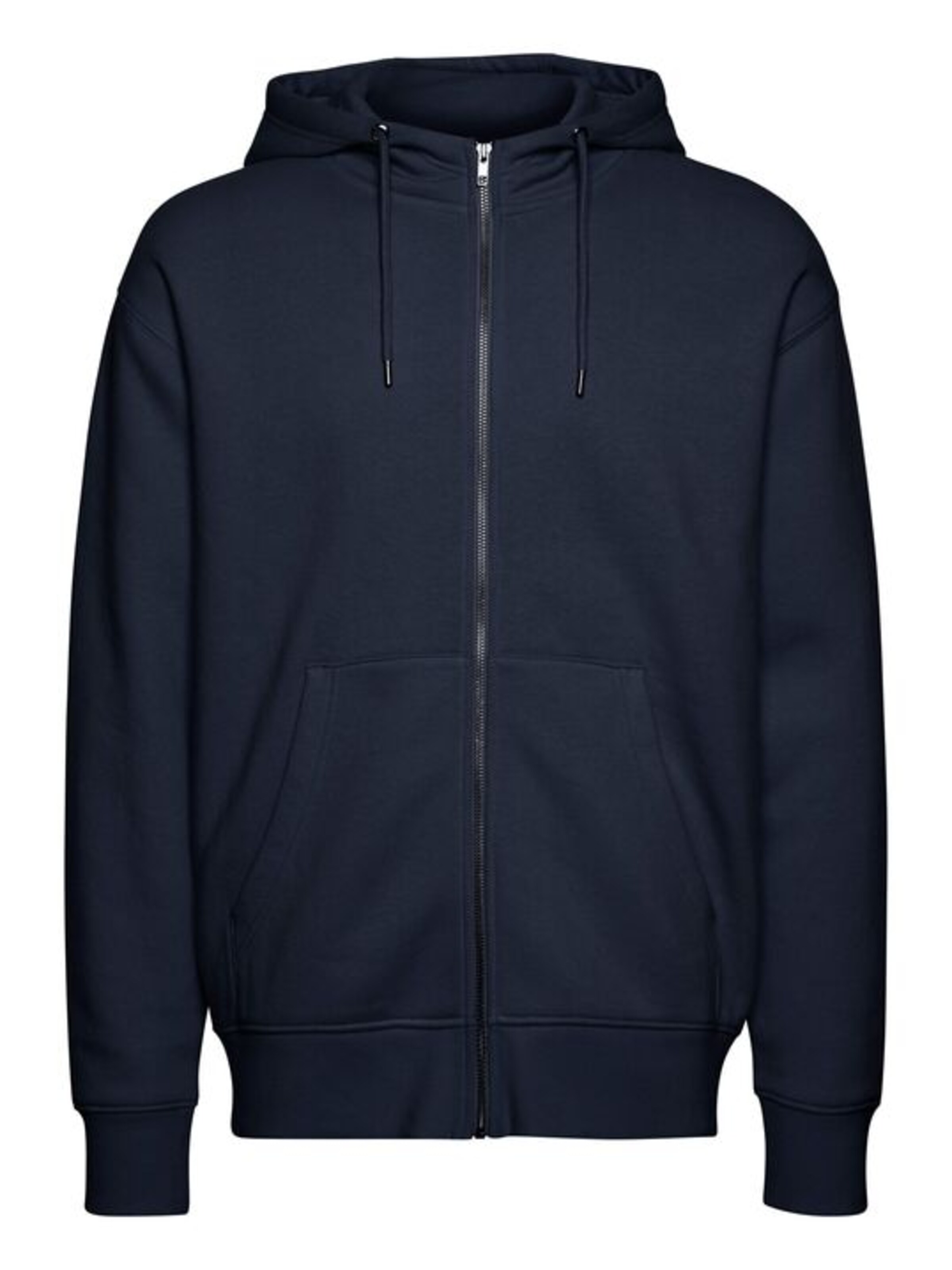 !Solid Zip-Up Hoodie in Blue: front