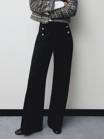 MANGO Wide leg Pleated Pants 'Baguette' in Black: front