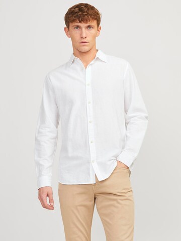 JACK & JONES Comfort fit Button Up Shirt 'JJESummer' in White: front