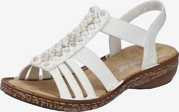 Rieker Strap Sandals in White: front