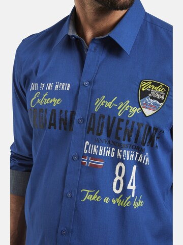 Jan Vanderstorm Comfort fit Overhemd ' Gotmar ' in Blauw