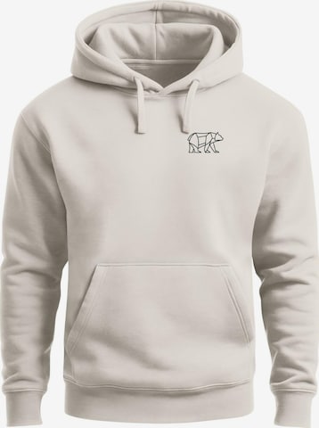 Neverless Sweatshirt 'Bär Lineart Polygon' in Weiß: Vorderseite