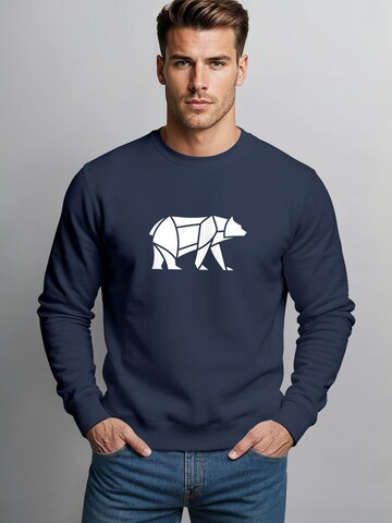 Neverless Sweatshirt 'Bär Lineart Polygon' in Blue