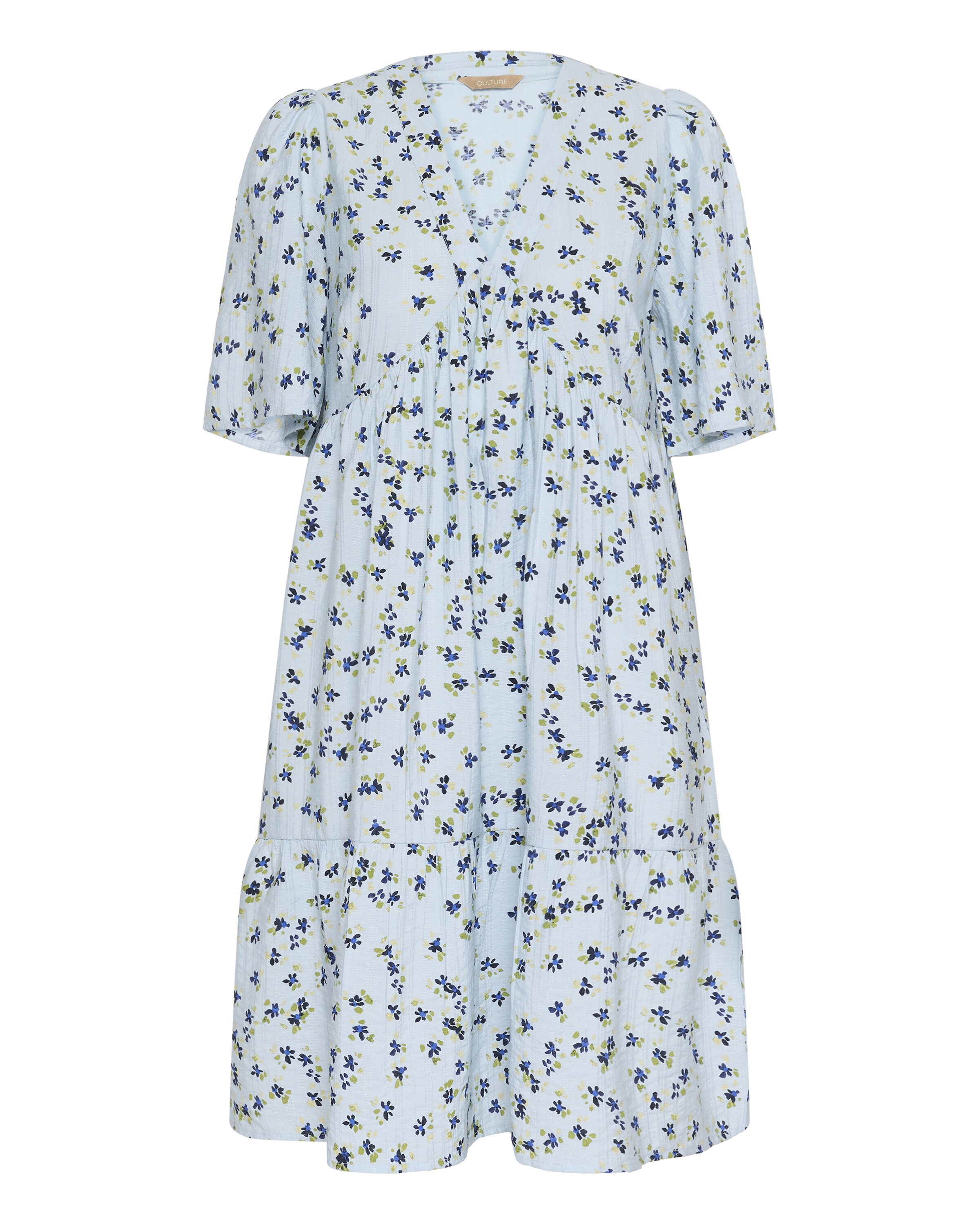 CULTURE Jurk 'Puglia' in de kleur Nachtblauw / Hemelsblauw / Groen, Productweergave