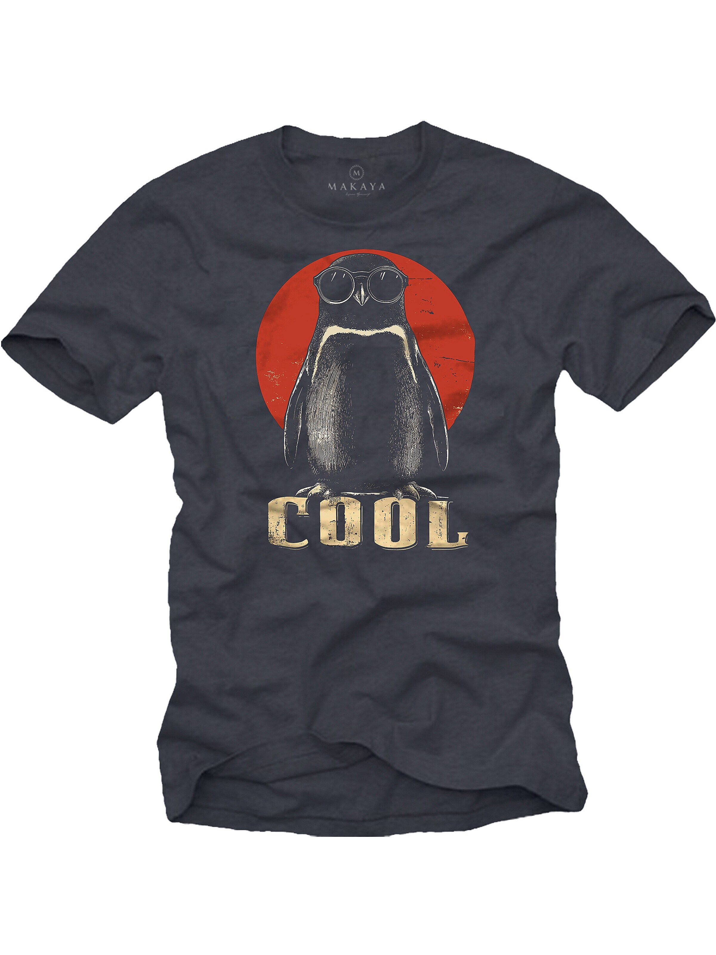 MAKAYA Shirt 'Pinguin' in Grey: front