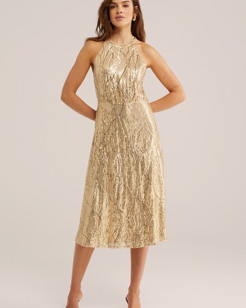 WE Fashion Φόρεμα κοκτέιλ σε χρυσό: μπροστά