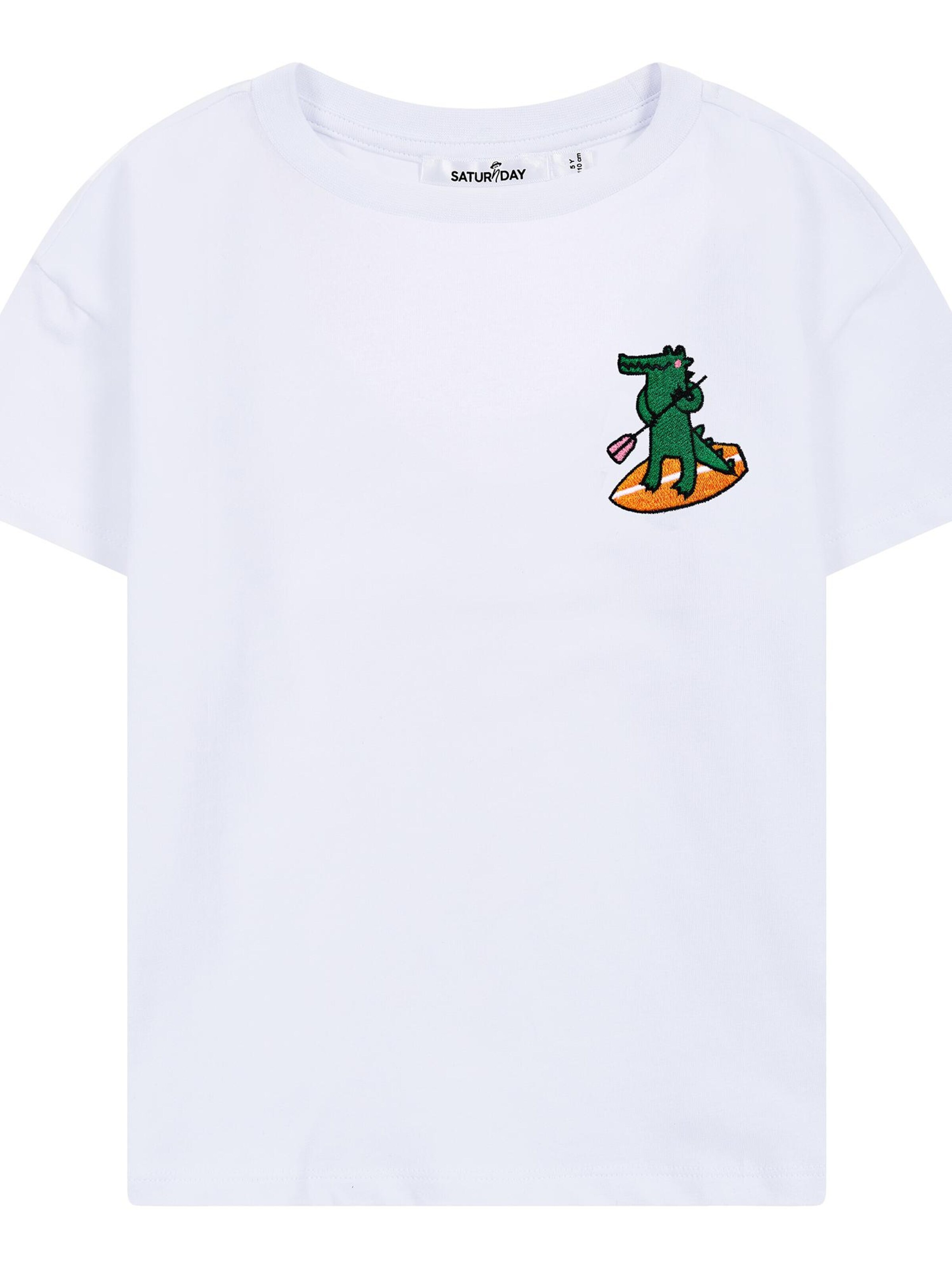 SATURNDAY Shirt 'Krokodil auf SUP' in White