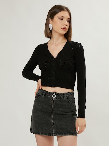 Influencer Knit cardigan in Black: front