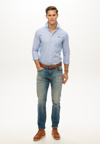 Superdry Slim fit Button Up Shirt 'Essentials Lite' in Blue