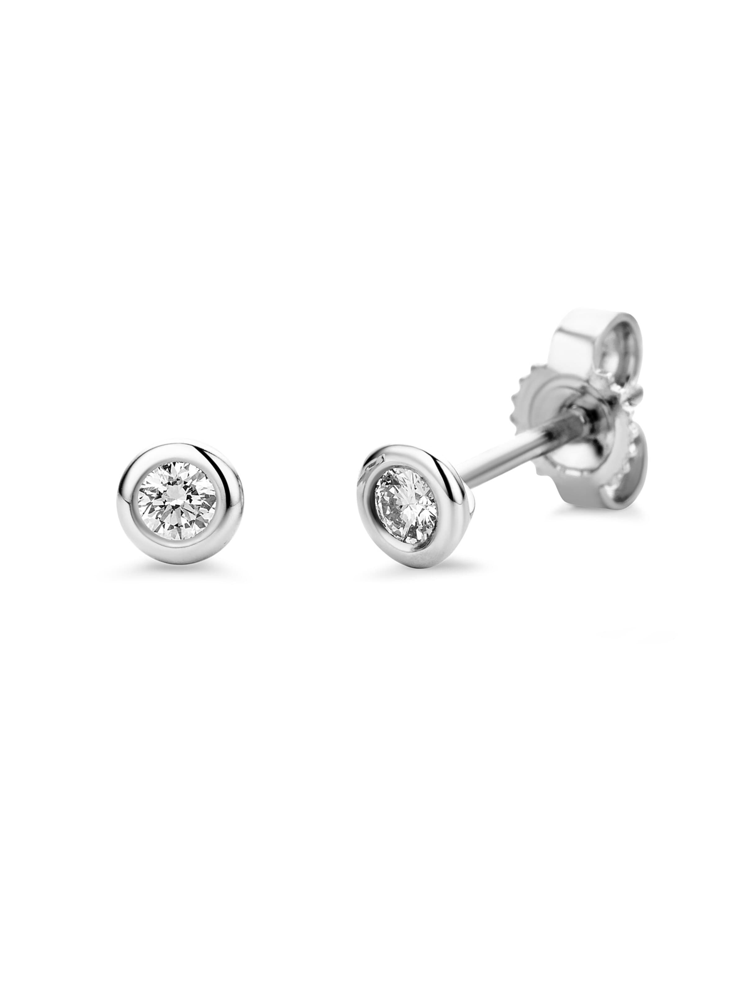 DIAMANT LETERNEL Earrings 'Ohrringe aus 585 Weißgold mit 0.10 Karat Diamant' in Silver