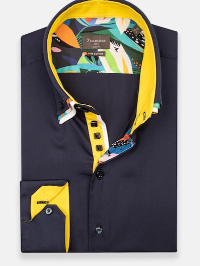 7Camicie Chemise business 'Vesuvio Iconic Satin Man Shirt Black' en bleu, Vue avec produit