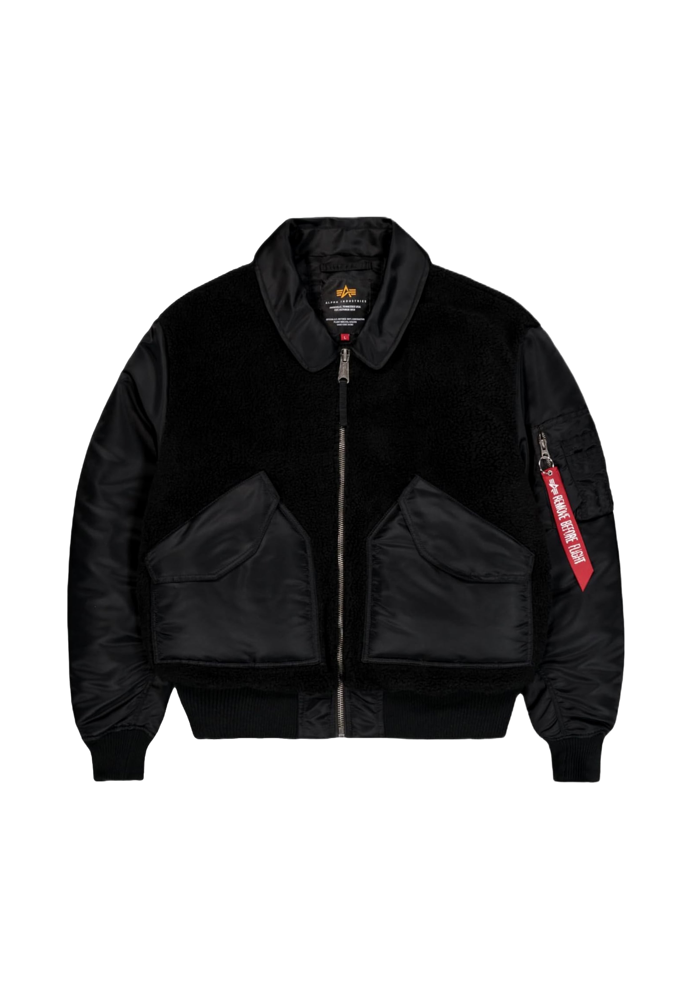ALPHA INDUSTRIES Ulkoilutakki 'CWU-45/P' värissä musta: etupuoli