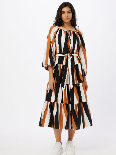 Rochie tip bluză Traffic People pe maro caramel / negru / alb, Vizualizare model