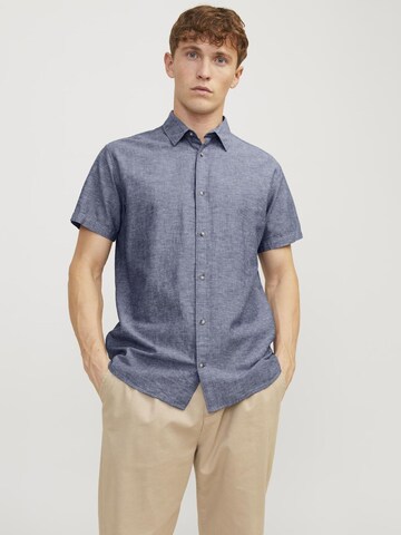 JACK & JONES Comfort fit Button Up Shirt in Blue: front