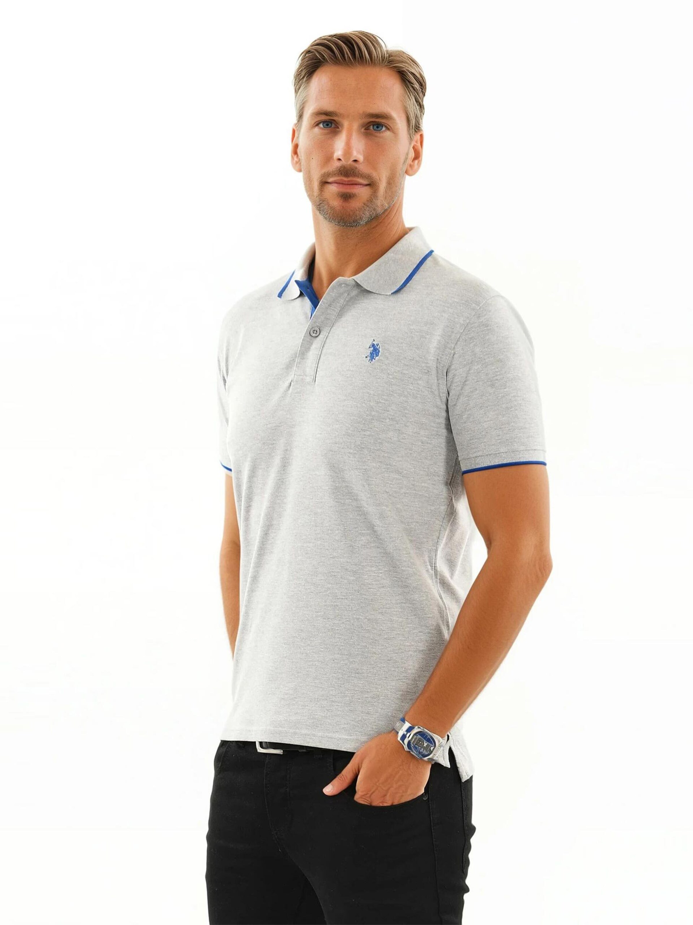 U.S. POLO ASSN. Poloshirt in Grau: Vorderseite