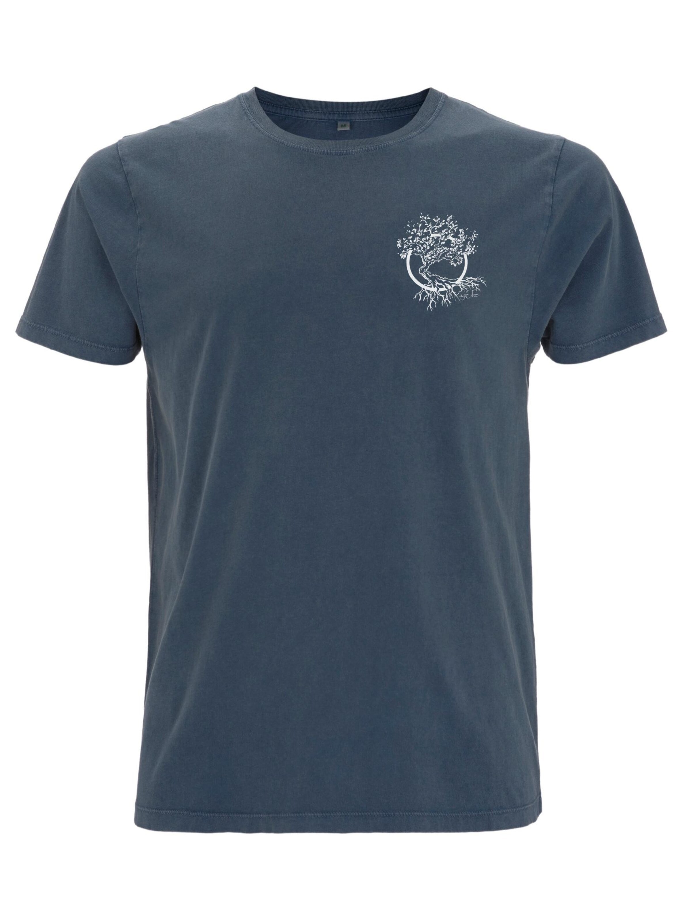 Life-Tree Shirt 'Fairwear Organic Logo Basic Shirt Men Stone Washed Blue Olive' in Blue: front