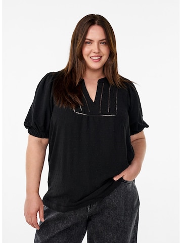 Camicia da donna 'MLISSA' di Zizzi in nero: frontale