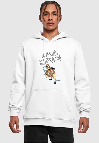 Merchcode Sweatshirt 'Lewis Capaldi - Snowleopard' in Wit: voorkant