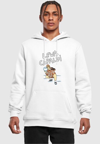 Sweat-shirt 'Lewis Capaldi - Snowleopard' Merchcode en blanc : devant