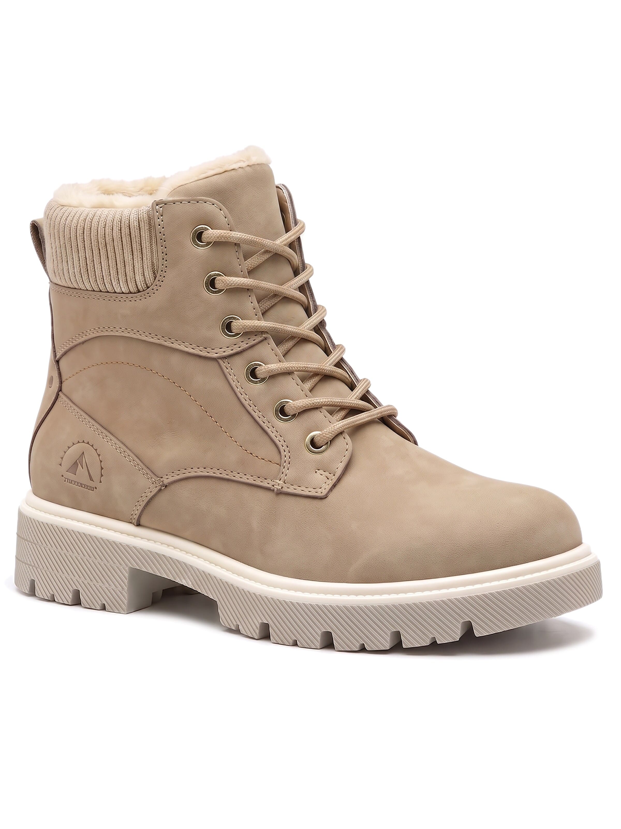 Lucky Z Booties 'Collar Lace Up Casual Ankle Boots' in Brown: front