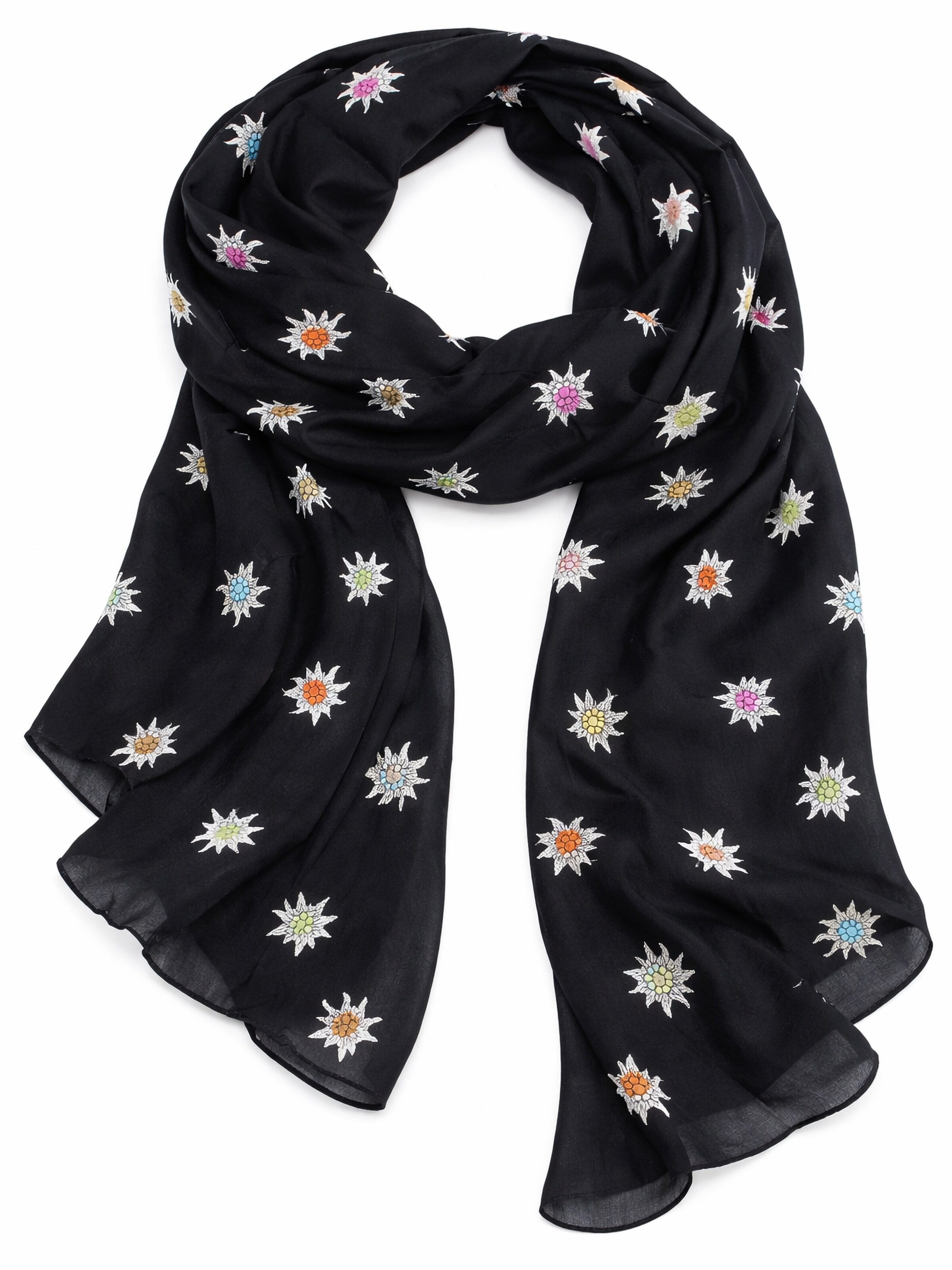 Allgäu Rebell Scarf 'Edelweiss' in Black: front