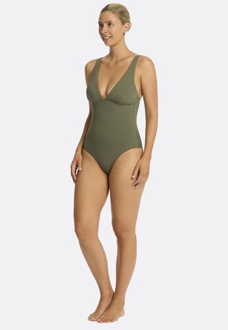 SEA LEVEL Triangel Badeanzug 'Essentials Longline' in Grün
