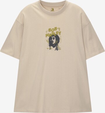 Pull&Bear Koszulka 'BOB MARLEY' w kolorze beżowy: przód