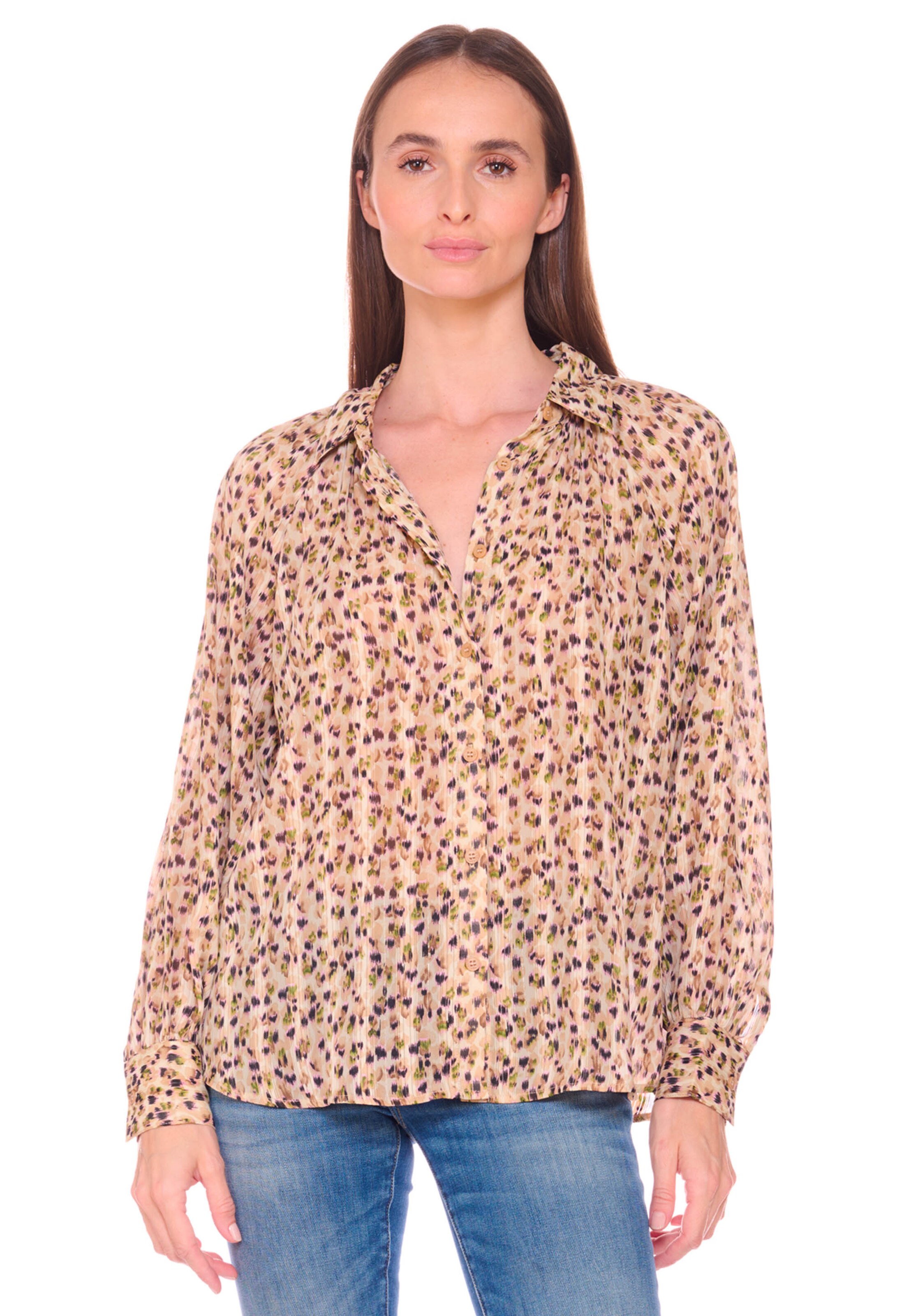 Le Temps Des Cerises Blouse 'Talou' in Beige: voorkant