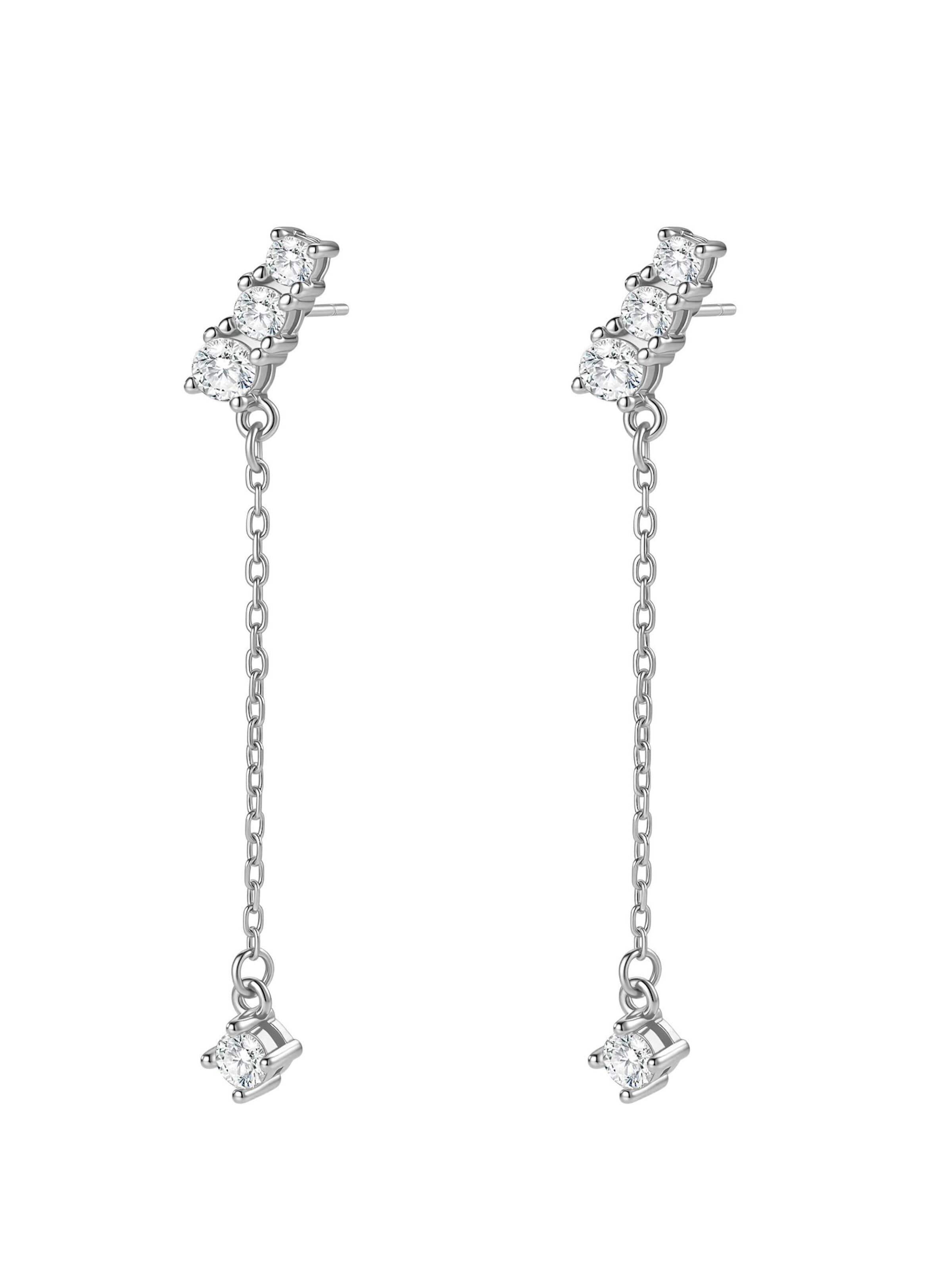 Hey Happiness - Pendientes 'Crystal Bar Dangle' en plata