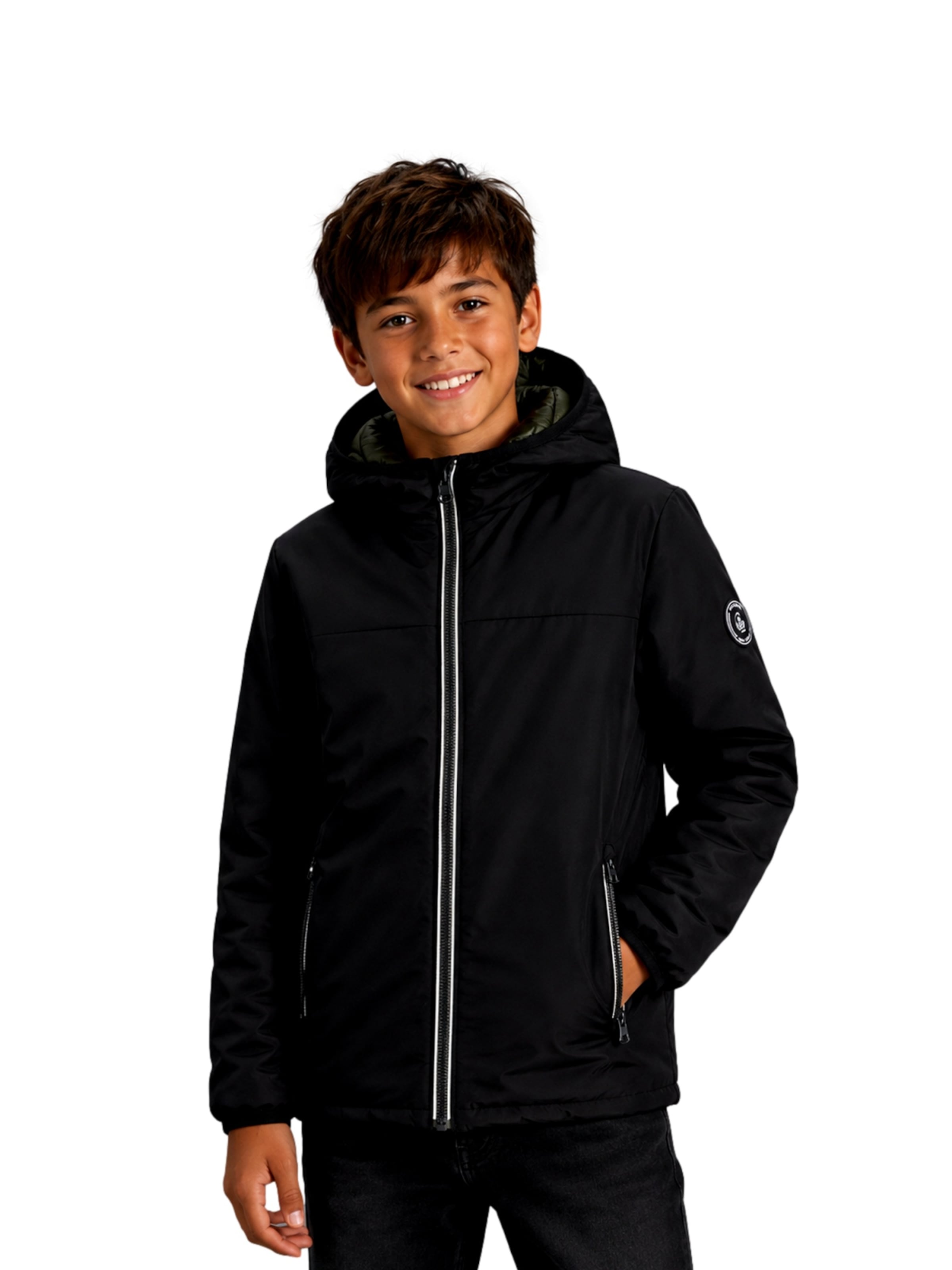 Jack & Jones Junior - Chaqueta de entretiempo 'JJEBrooklyn' en negro: frente
