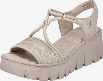 Rieker Strap Sandals in Beige: front