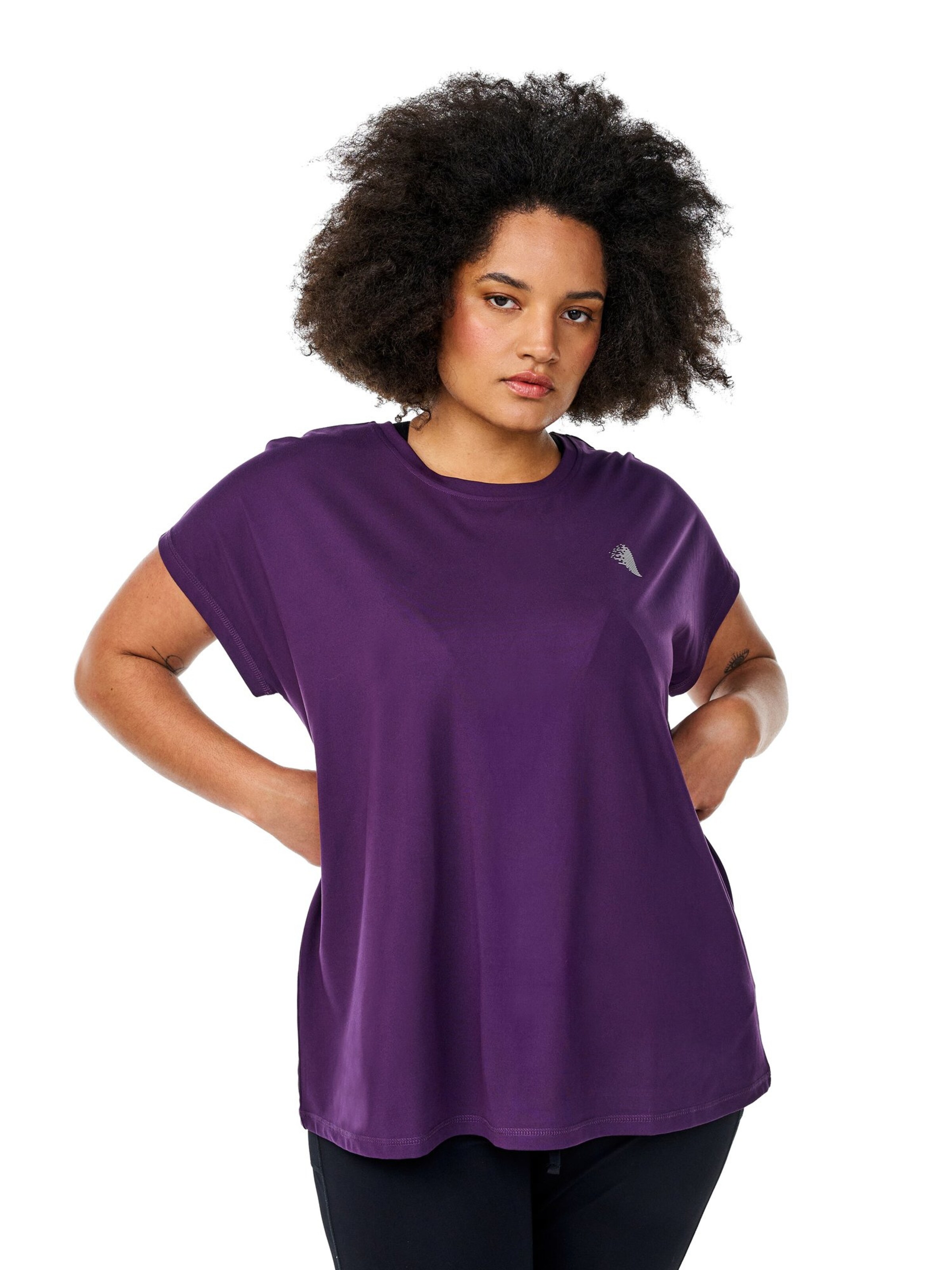 Zizzi T-Shirt 'BASIC' in Lila: Vorderseite