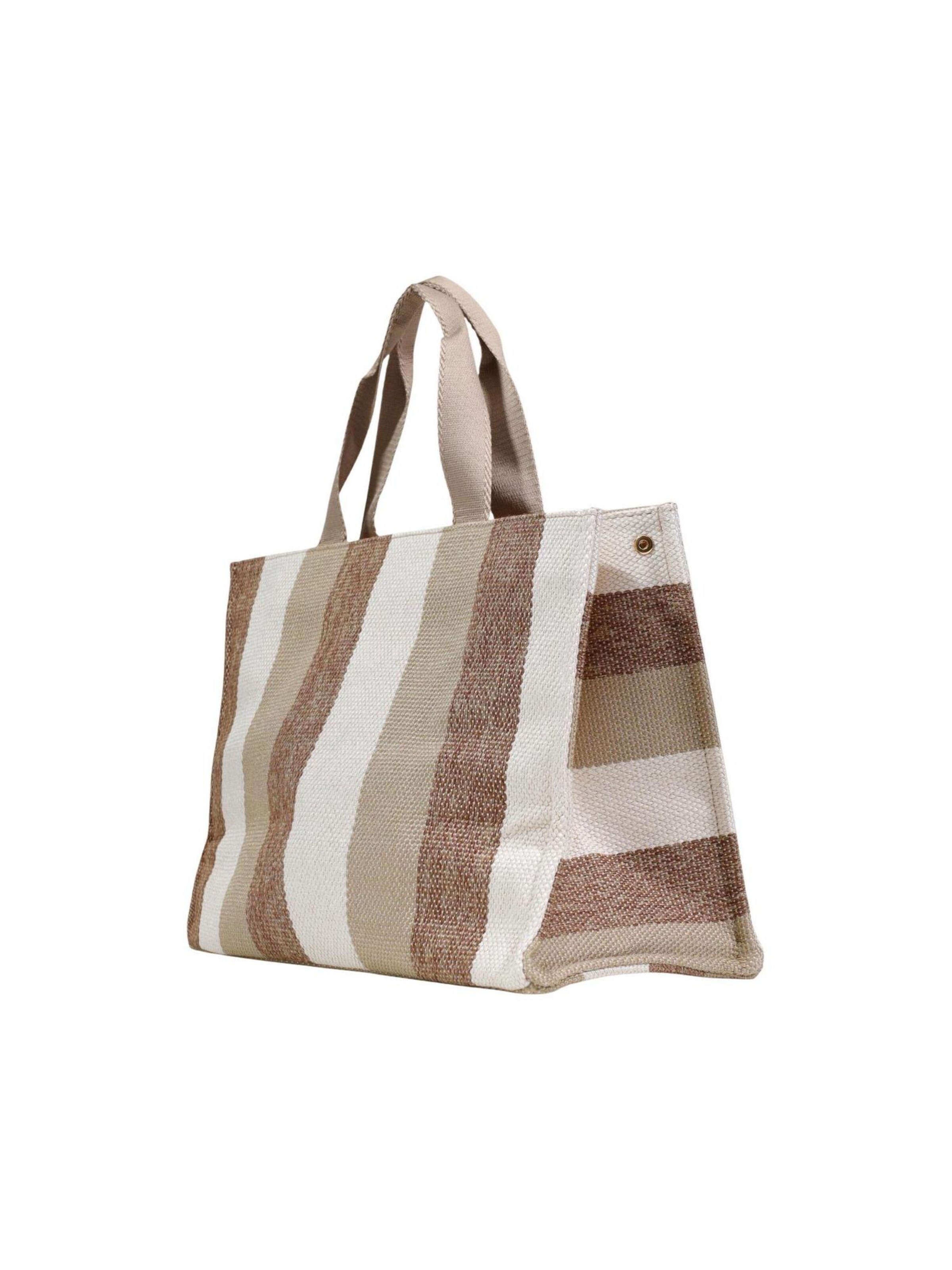 Liu Jo - Bolso de hombro 'L TOTE STRIPED CANVAS 2A6026 T2176' en beige
