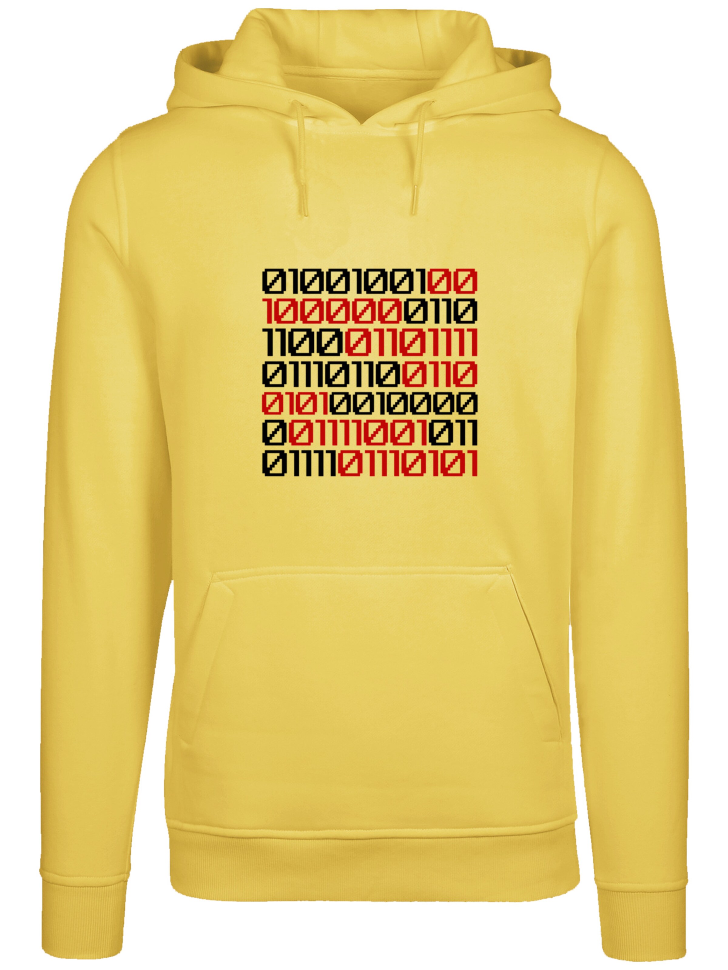 F4NT4STIC Sweatshirt 'I love you 01001001 Binary Code Valentinstag' in Gelb: Vorderseite