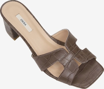 Desa - Zapatos abiertos 'DESA Damen-Sandalen aus Leder mit Kroko-Optik und Absatz' en marrón: frente