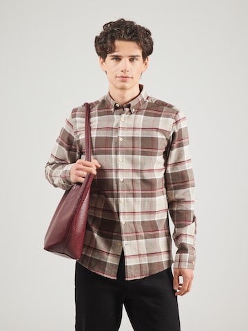 Lindbergh Regular fit Overhemd in Beige: voorkant