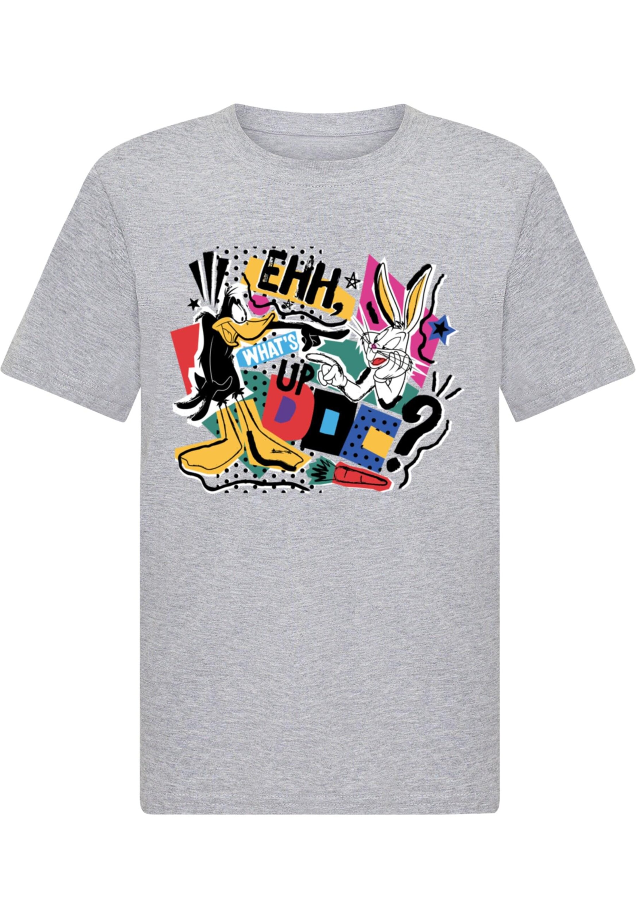 ABSOLUTE CULT Shirt 'Looney Tunes - Whats Up Doc 2.0' in Grijs: voorkant