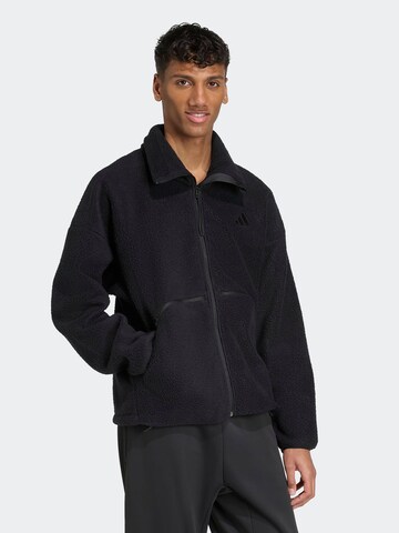 ADIDAS SPORTSWEAR Λειτουργική ζακέτα φλις σε μαύρο: μπροστά