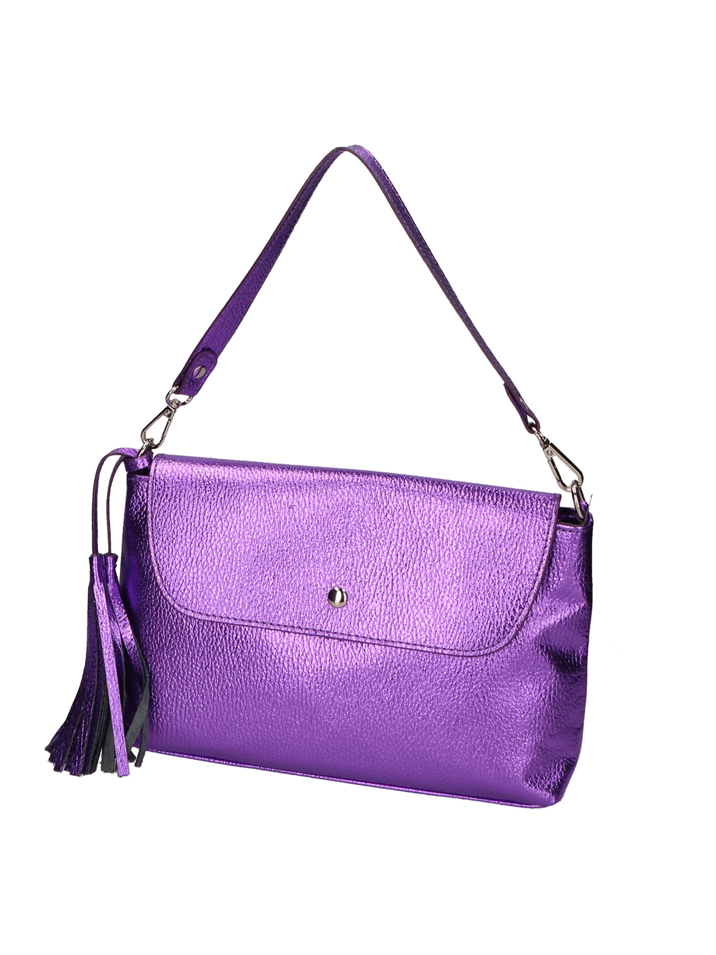 Pochette 'Pochette Donna Pelle Dollaro Laminato con Tracolla Rimovibile - Made in Italy' di Gave Lux in lilla