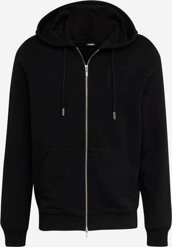 Karl Lagerfeld Zip-Up Hoodie in Black: front