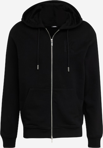 Karl Lagerfeld - Sudadera con cremallera en negro: frente