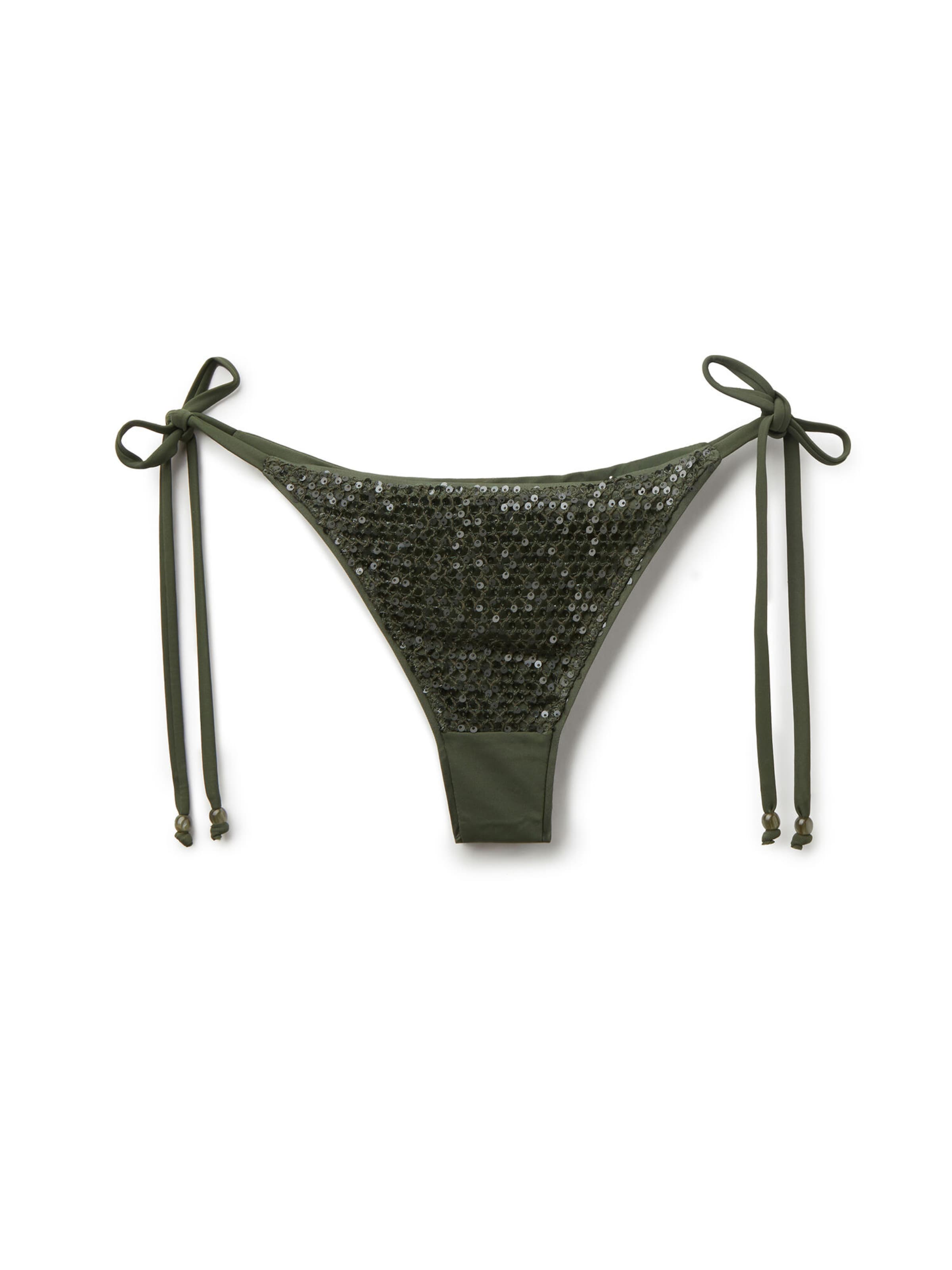 CALZEDONIA Bikini Bottoms 'Sequin Net' in Green: front